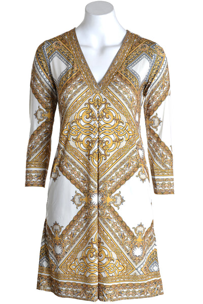 Gold Square White Maya Jersey Dress