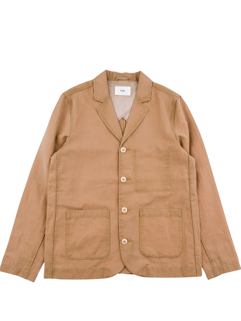 Patch Jacket In Tan Slub