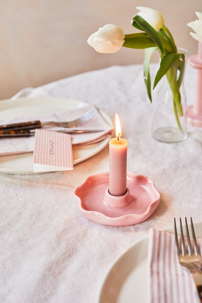 Scalloped Candle Holder In Pastel Pink