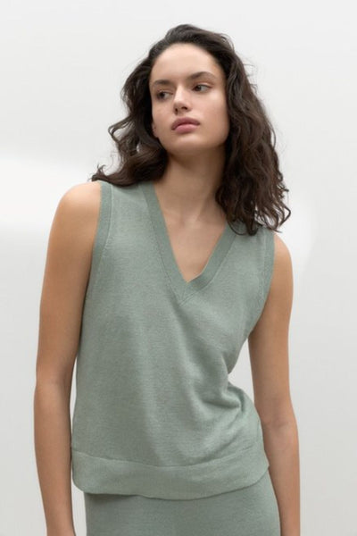 Ecoalf Palma Linen Knit Vest Green