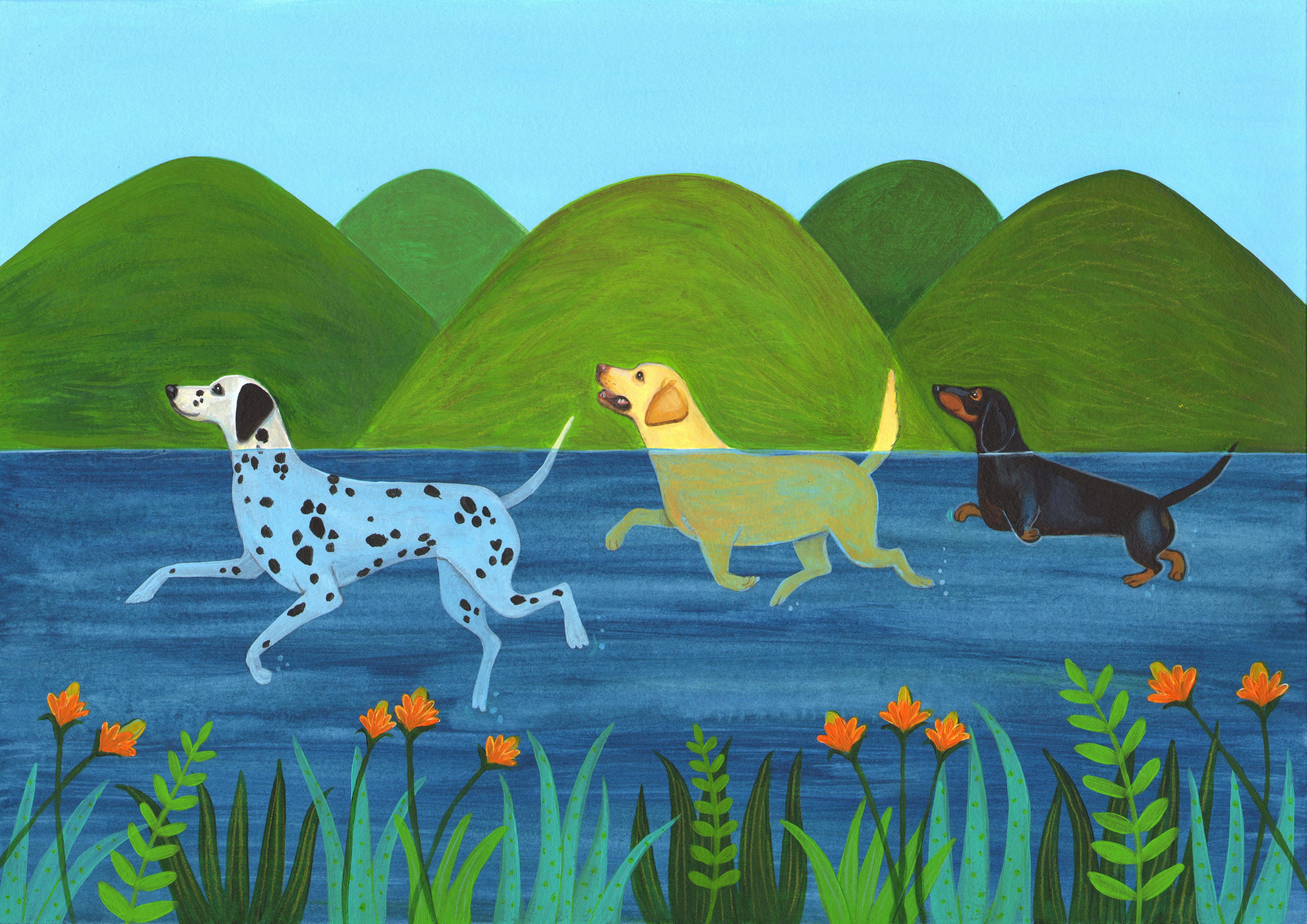 Doggy Paddle A4 Art Print