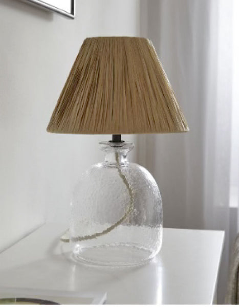 The Forest & Co. Raffia And Glass Table Lamp