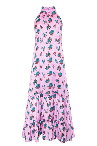 Elle Peony Rose Long Dress With Halter Neck