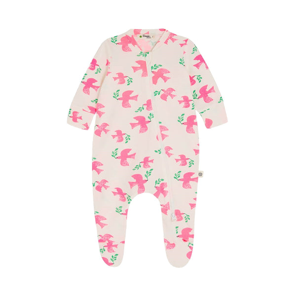 Romper Sleepsuit Organic Cotton Zip Front Doves