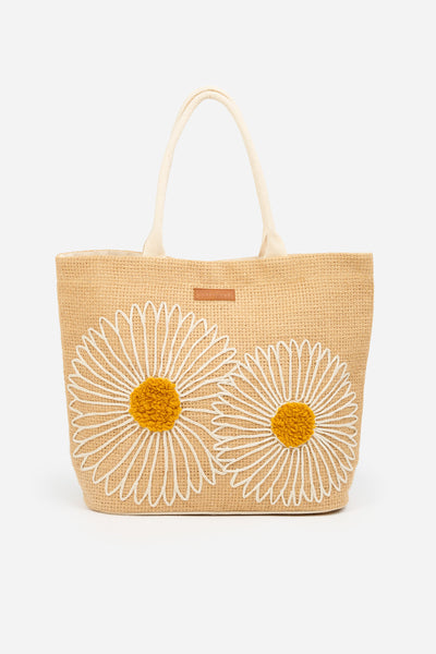 Daisy Jute Beach Bag