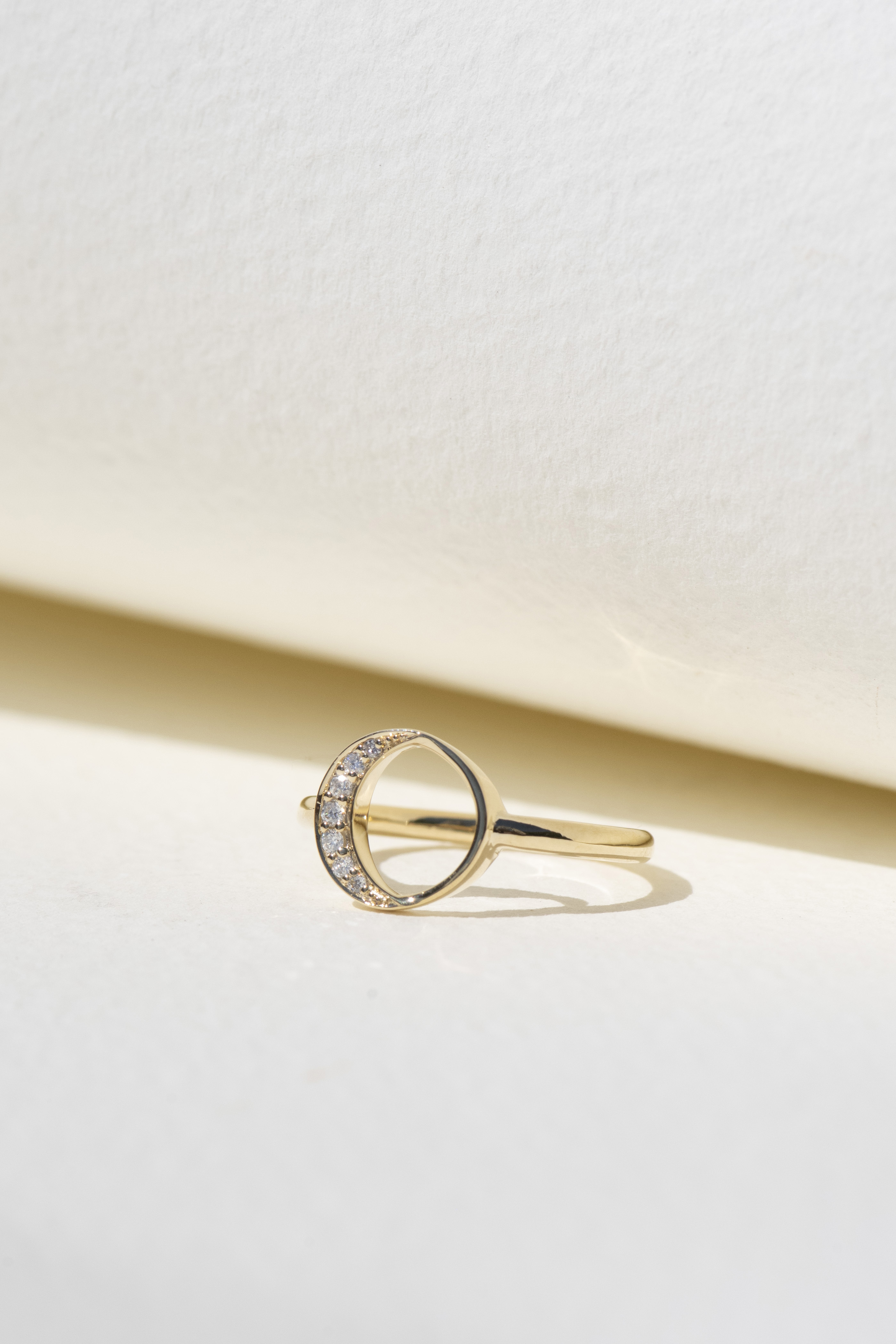 New Moon Diamond Gold Ring