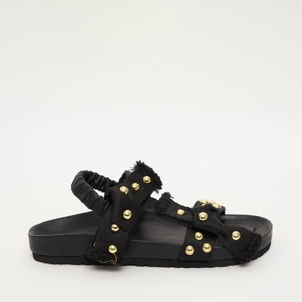 Petite Mendigote - Laura Canvas Studded Sandal Black