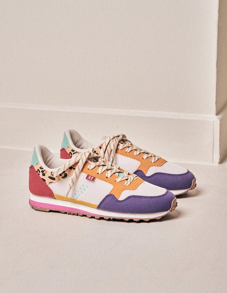 Running Shoes Gabrielle - Purple Ecru And Ochre Vegan Suede