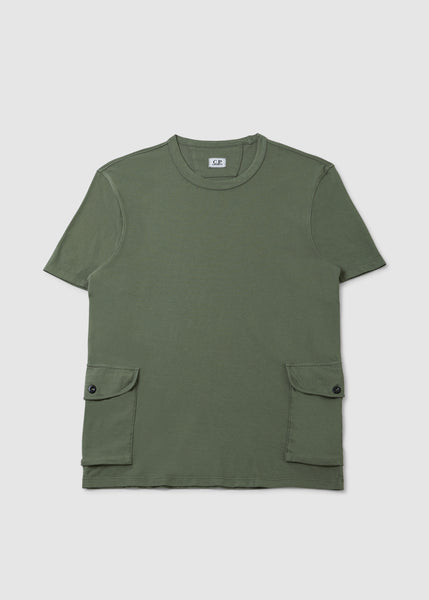 C.p. Company Men's 20/1 Jersey Side Pockets T-shirt In Bronze Green