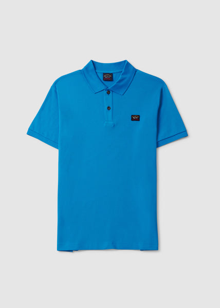 Paul & Shark Mens Organic Cotton Pique Polo With Embroided Logo In Navy