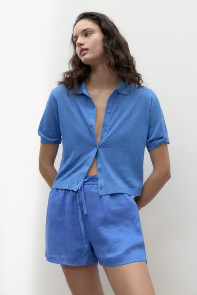 Ecoalf Juniper Knitted Linen Shirt French Blue