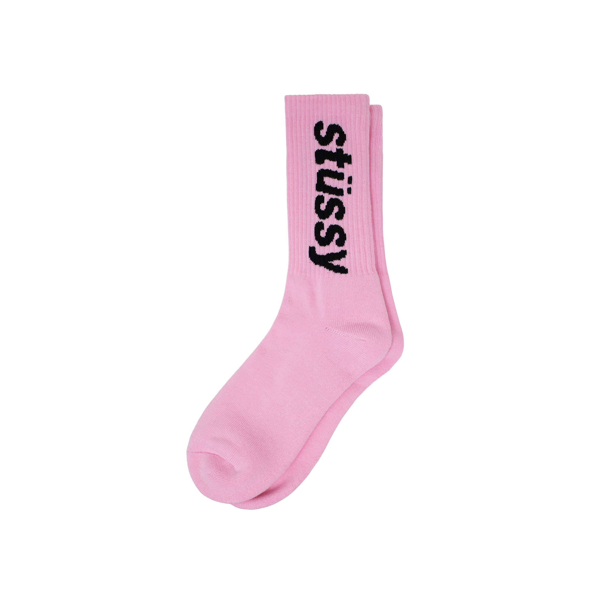 Pink and Black Helvetica Crew Socks