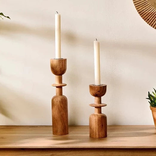 Sibu Acacia Wood Candle Holder - Small - By