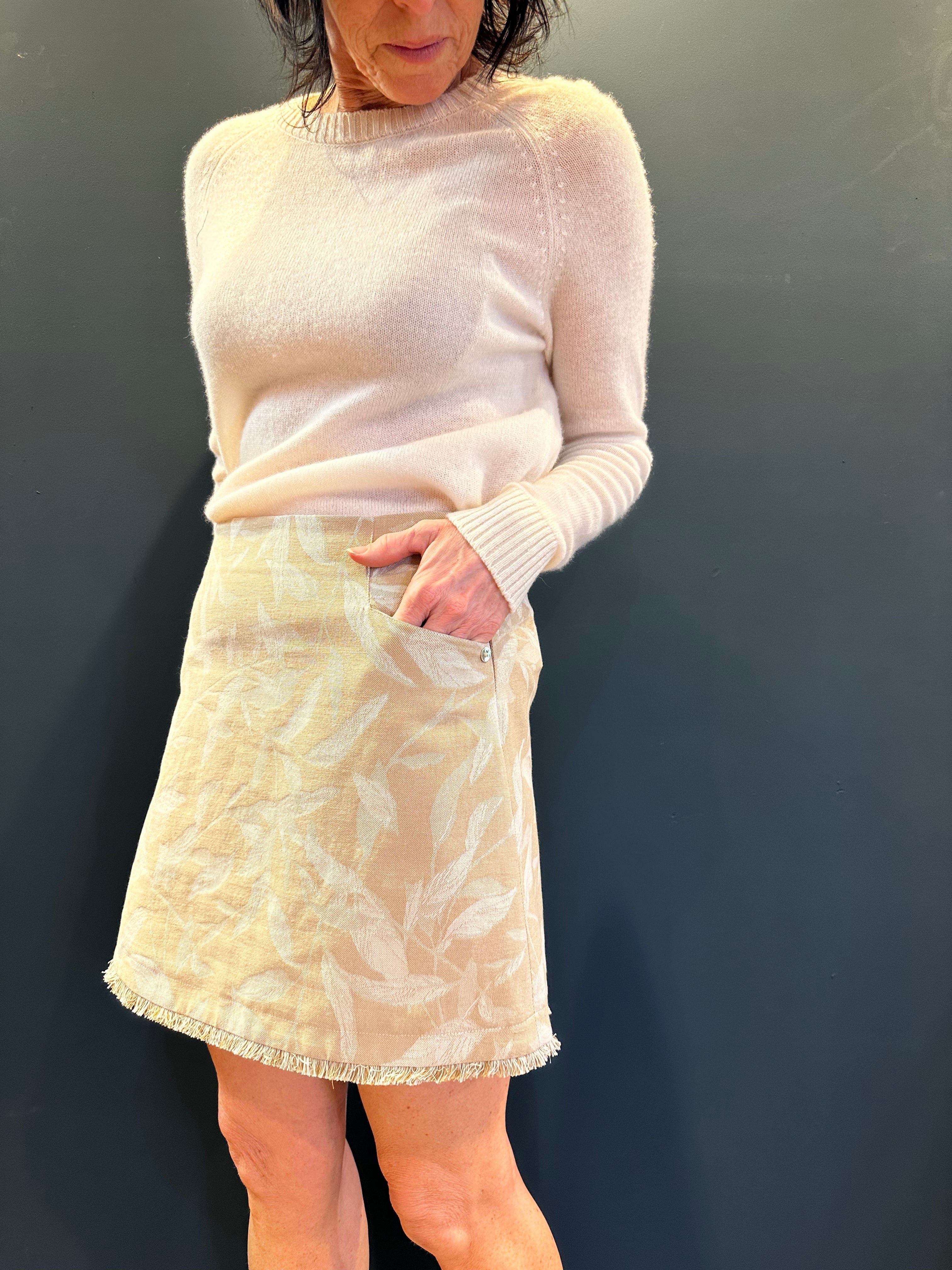 Pennyblack Tondo Leaf Patterned Fringed Short Skirt