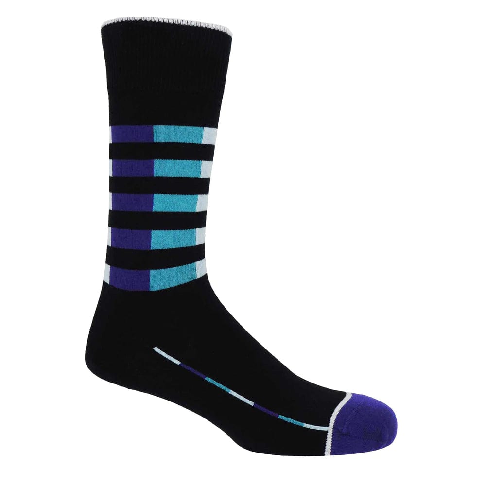 Peper Harow Black Quad Stripe Socks