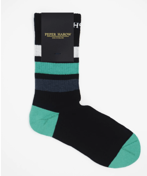Peper Harow Black Striped Sport Socks