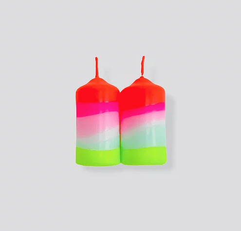 Pink Stories Dip Dye Neon Lollipop Twins Candles X 2