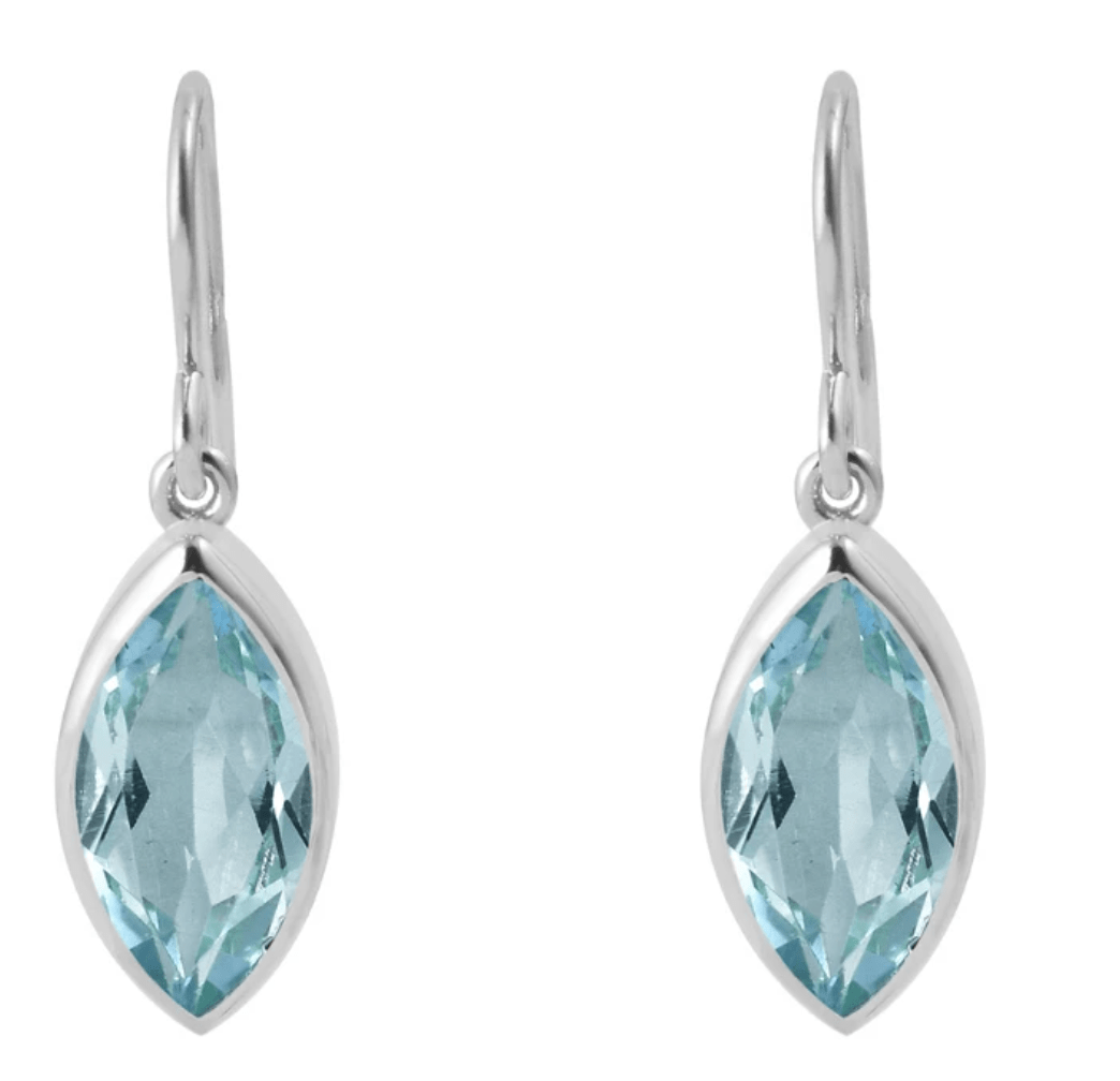 Pomegranate Blue Topaz Silver Marquise Earrings 