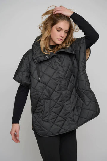 Black Alane Quilted Cape Jacket