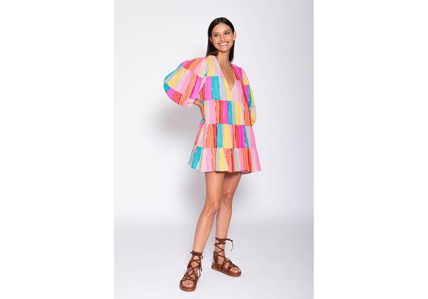 Multi Coloured Colombe Stripes and Sequins Mini Dress