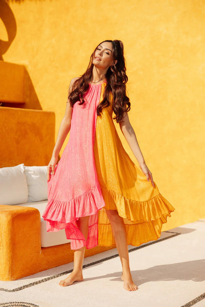 Neon Pink and Yellow Alice Marbella Dress