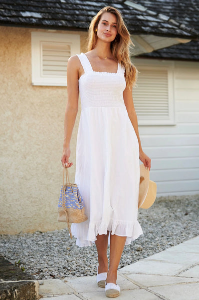 ASPIGA White Rhianna Embroidered Midi Dress