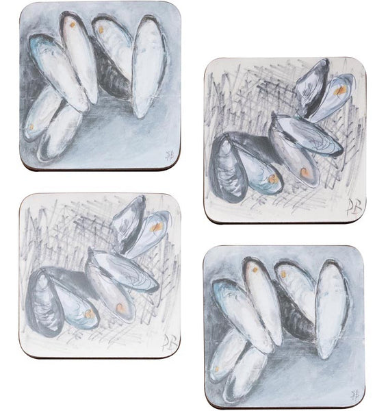 Distinctly Living Set Of 4 Mussels Coasters