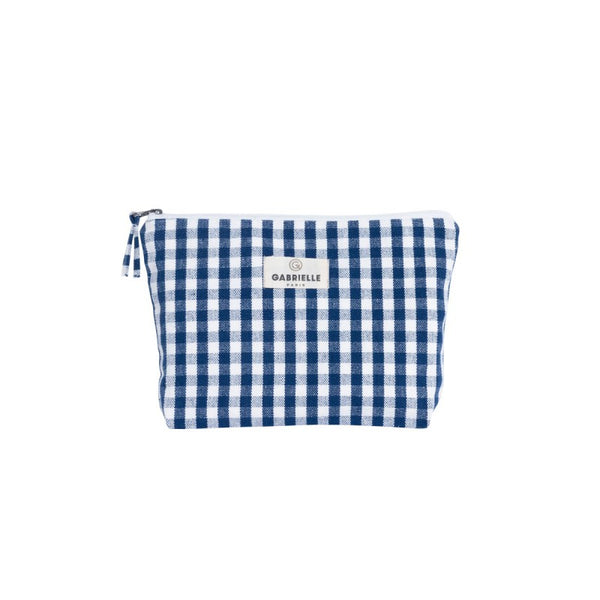 Cotton Make-up Pouch | Gingham Indigo