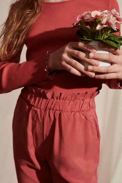 LOVE kidswear Mina Trousers In Tencel In Faded Grape For Kids