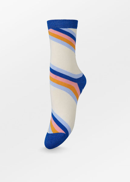 Becksondergaard Oblique Striped Socks - Blue Surf
