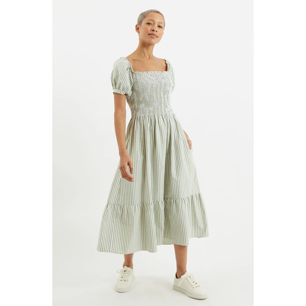 Louche | Babette Sail Stripe Midi Dress | Green