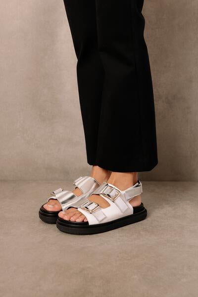 Harper Shimmer Silver Sandals - Bright White