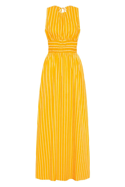 Jean Citrus Yellow Adia Stripe Midi Dress