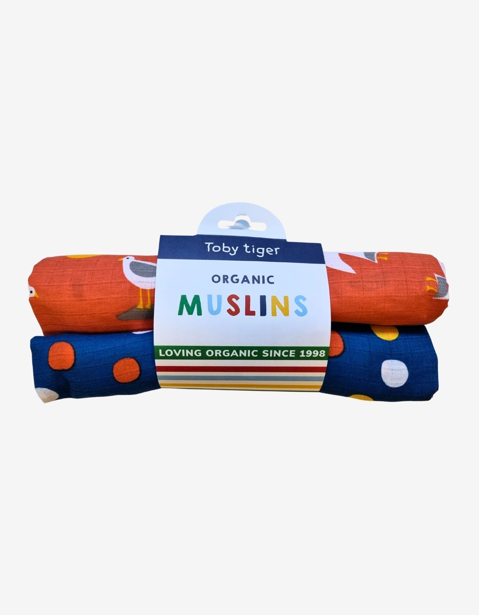 Pack of 2 Organic Seagull Printed Muslins