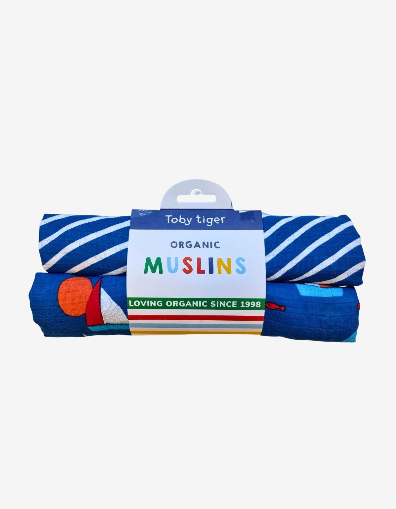 Pack of 2 Organic Sailboat Printed Muslins