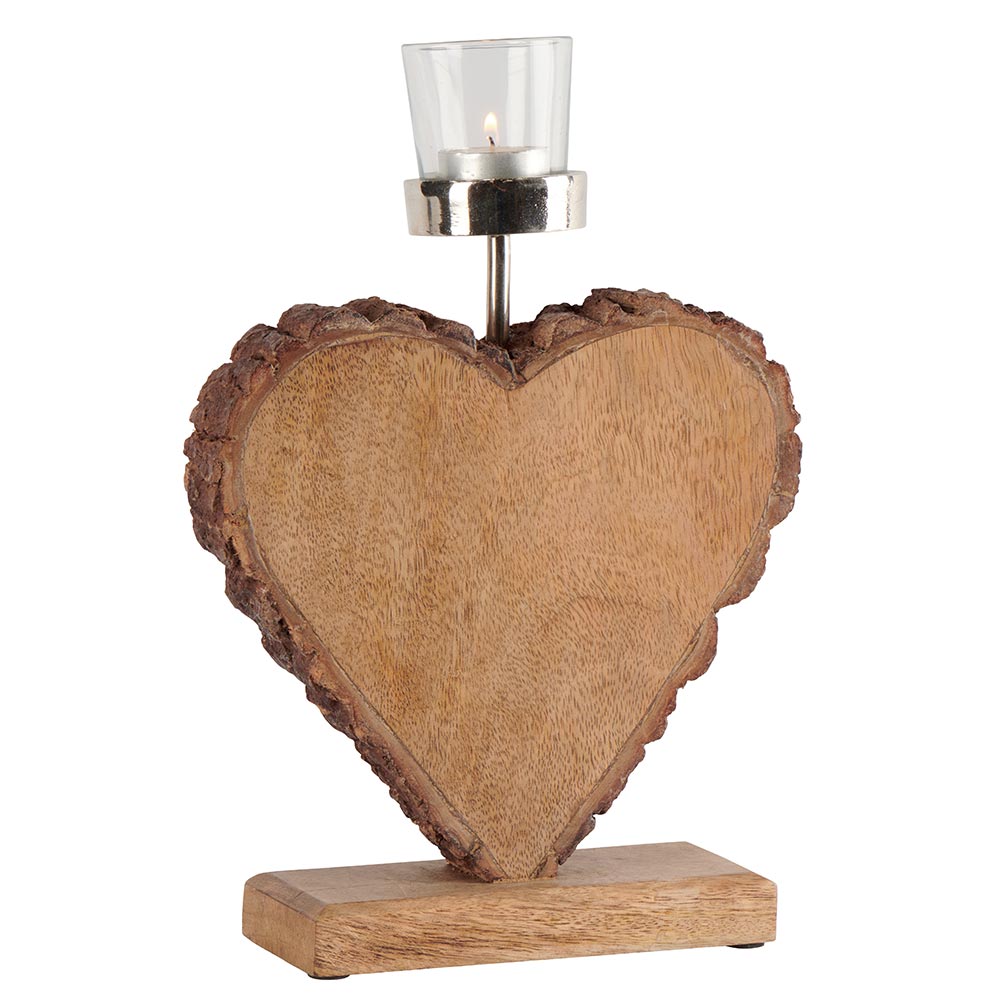 COUNTRY CASA Heart Candle Holder w/Crystal Support