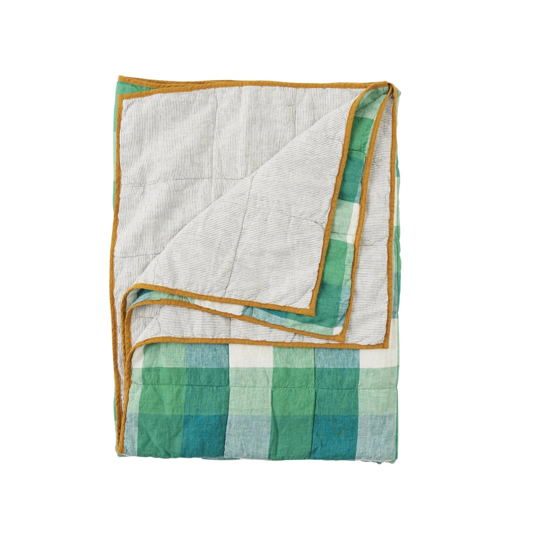 Double Sided Quilt - Apple Check / Pinstripe