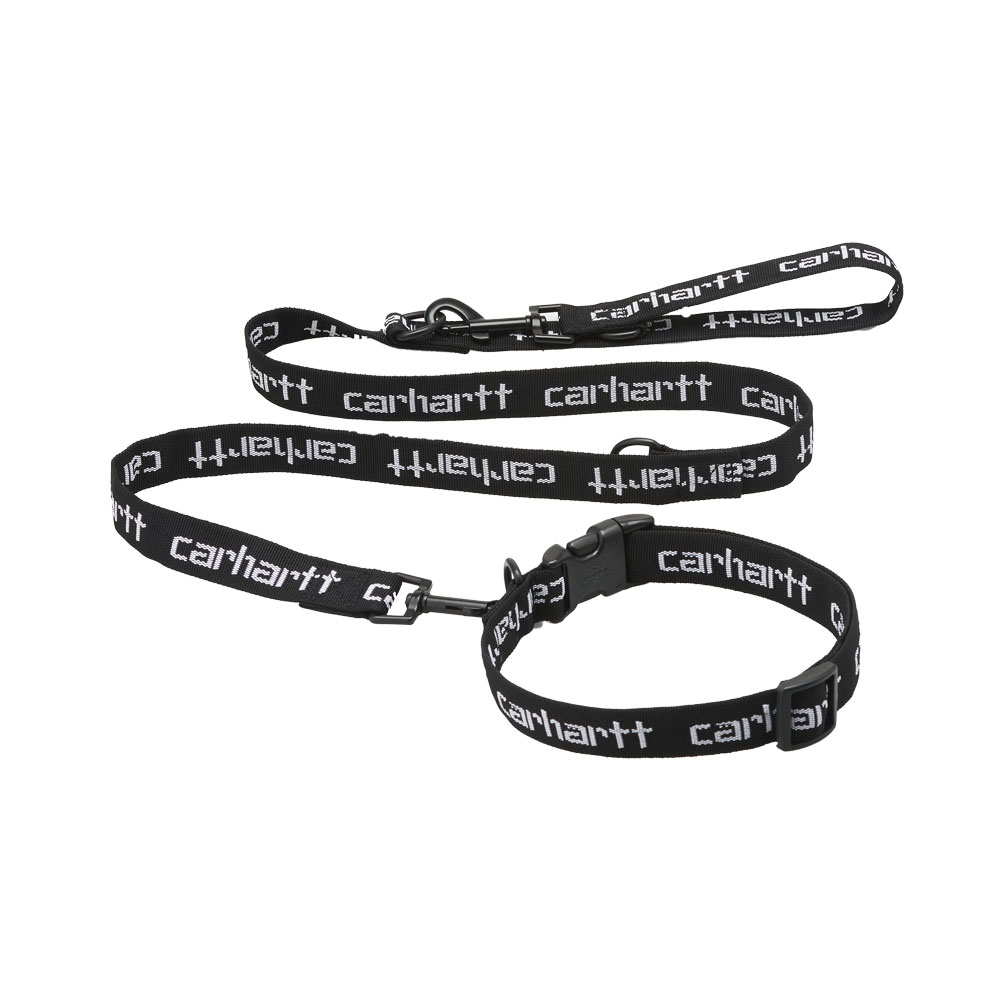 Script Dog Leash & Collar Black/white