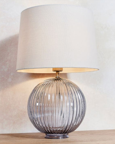 Gallery Direct Smokey Ribbed Glass Table Lamp
