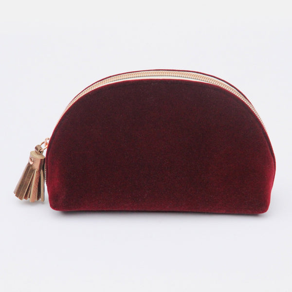 Burgundy Half Moon Cosmetic Bag