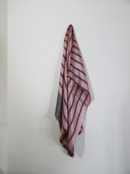 Wool And Silk Red Metallic Striped Scarf