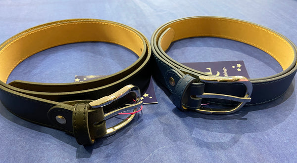 Leather Belt In Blue Or Black