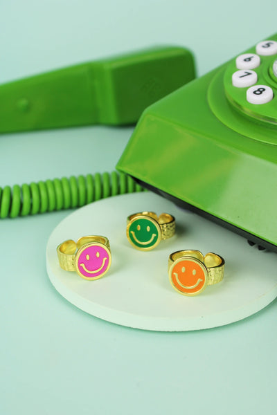 My Doris Enamel Smiley Rings In 3 Colours