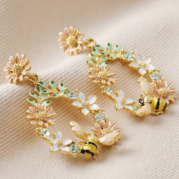 lisa-angel-crystal-flower-and-enamel-bee-drop-earrings