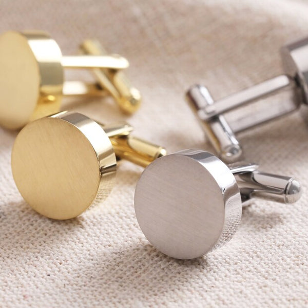 Lisa Angel Brushed Finish Round Cufflinks In Silver Or Gold