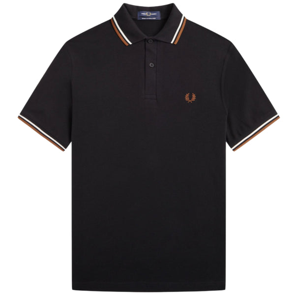 Twin Tipped Polo Shirt M12 Black Ecru Nut Flake