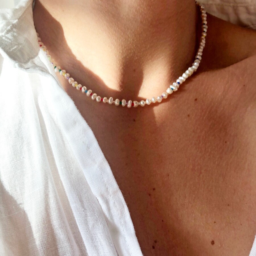 Pearl Necklace with Miyuki Beads