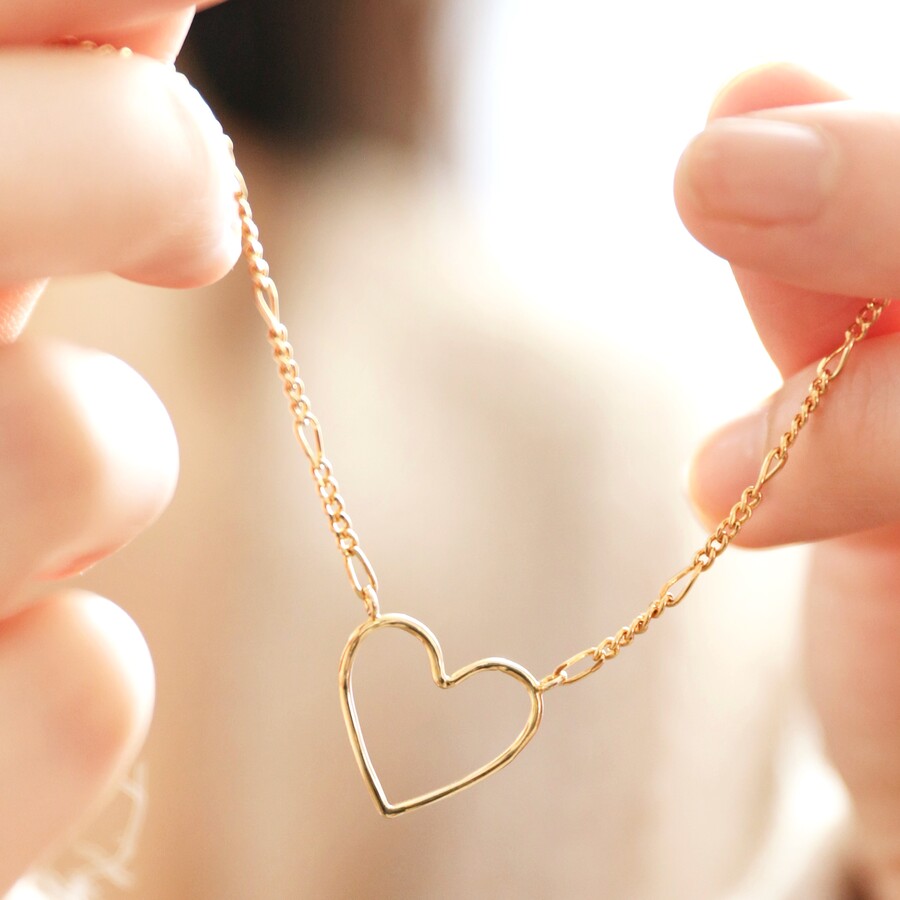 Outline Heart Necklace in Gold
