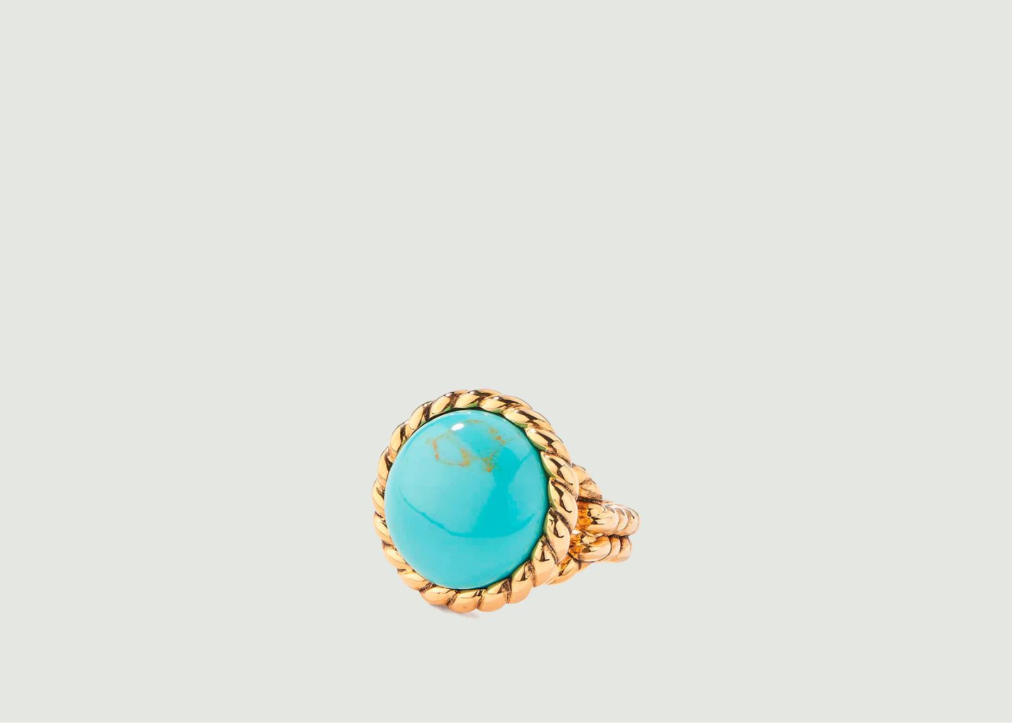 Large Gold Plated Ring With Turquoise Lagoa