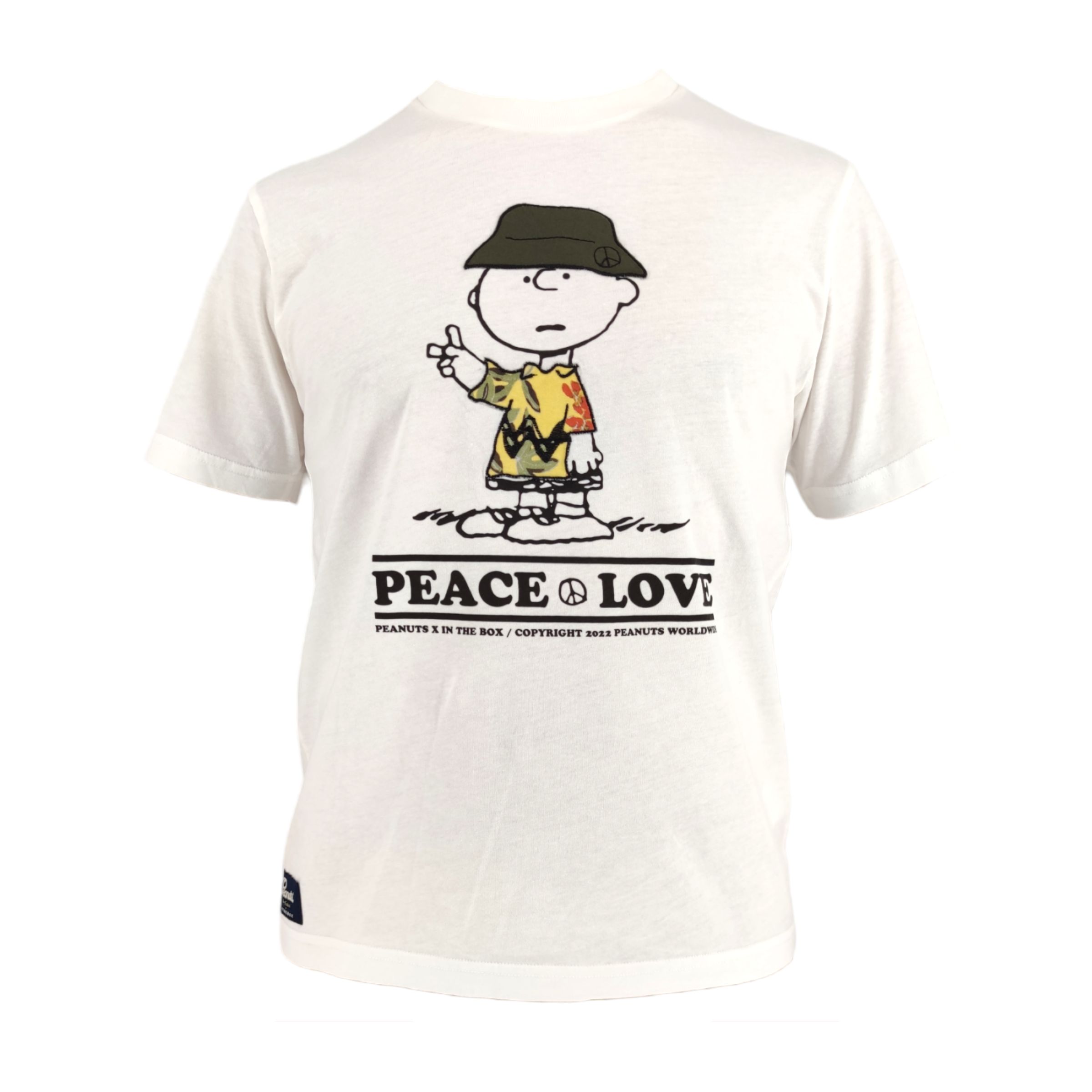 T-shirt Charlie Brown Peace And Love Uomo Panna